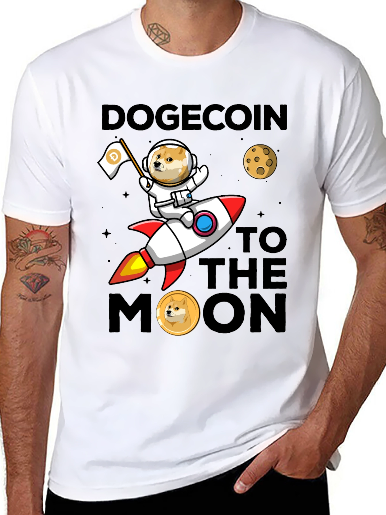 Dogecoin to the Moon Graphic T-Shirt