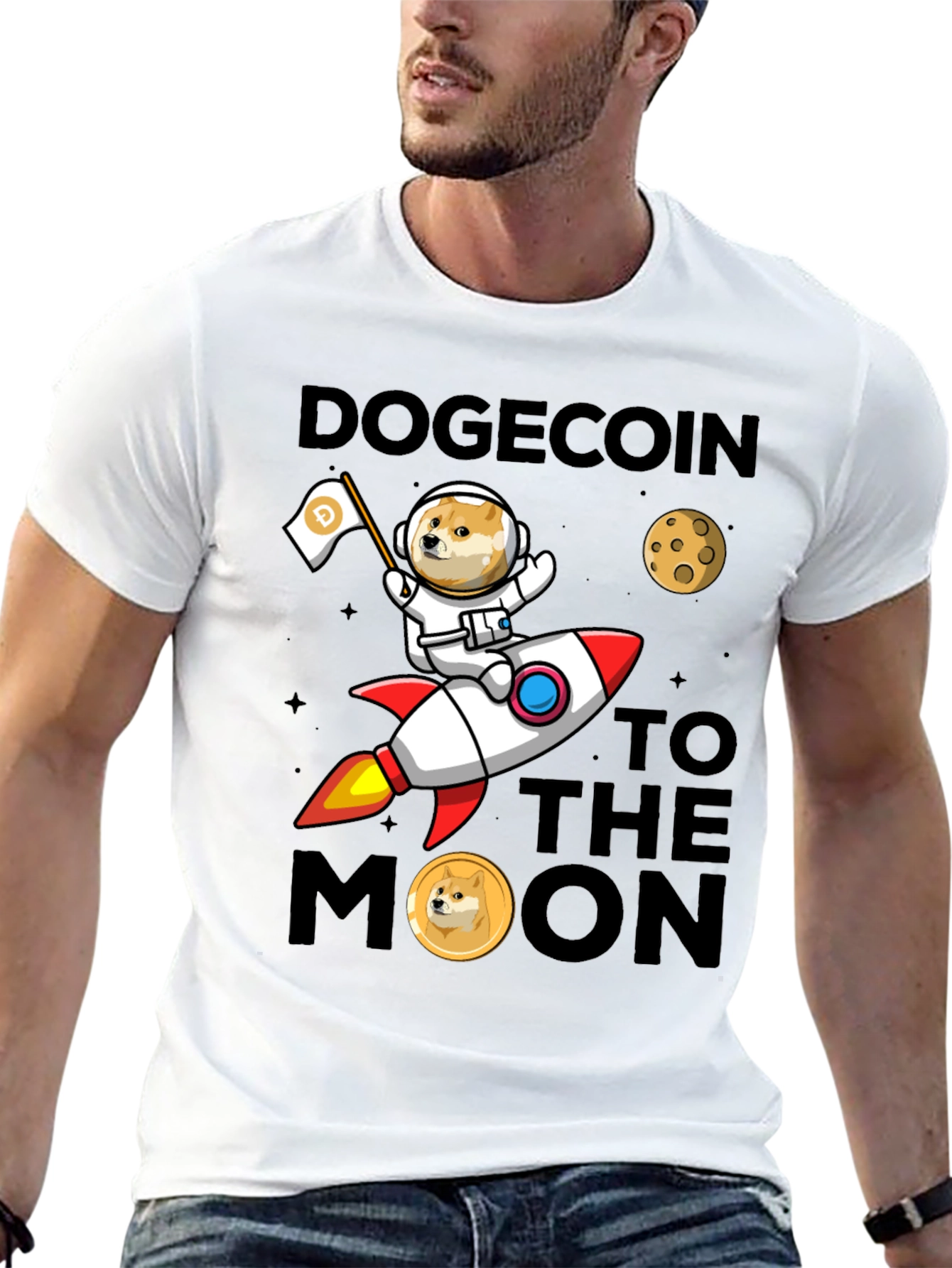 Dogecoin to the Moon Graphic T-Shirt