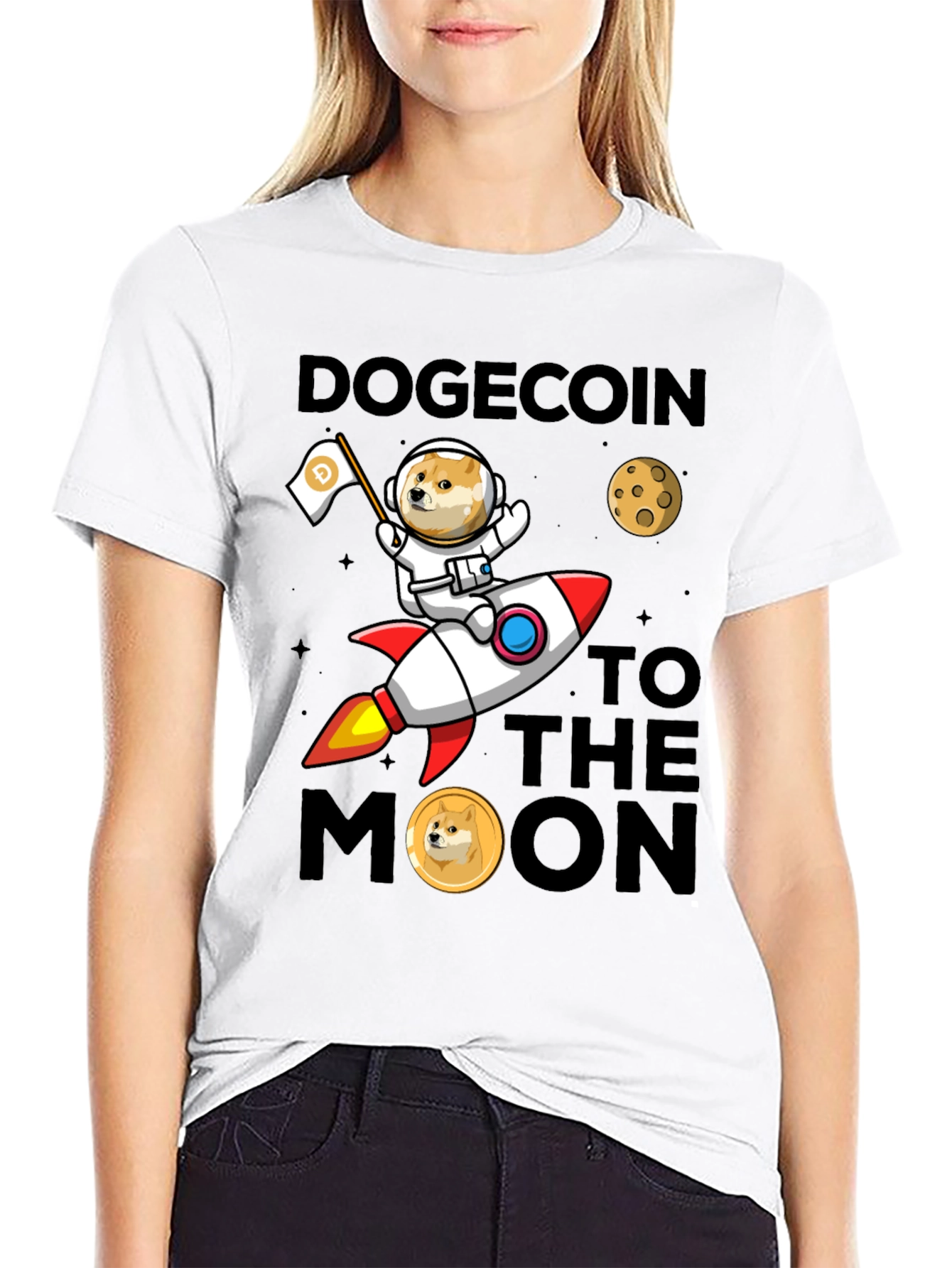 Dogecoin to the Moon Graphic T-Shirt