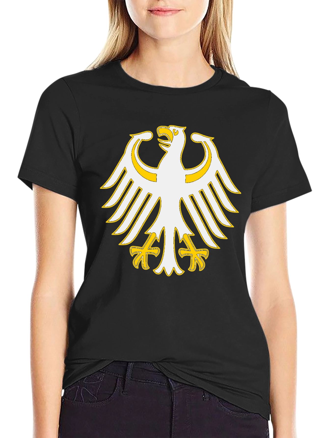 Black T-Shirt with Eagle Graphic Print