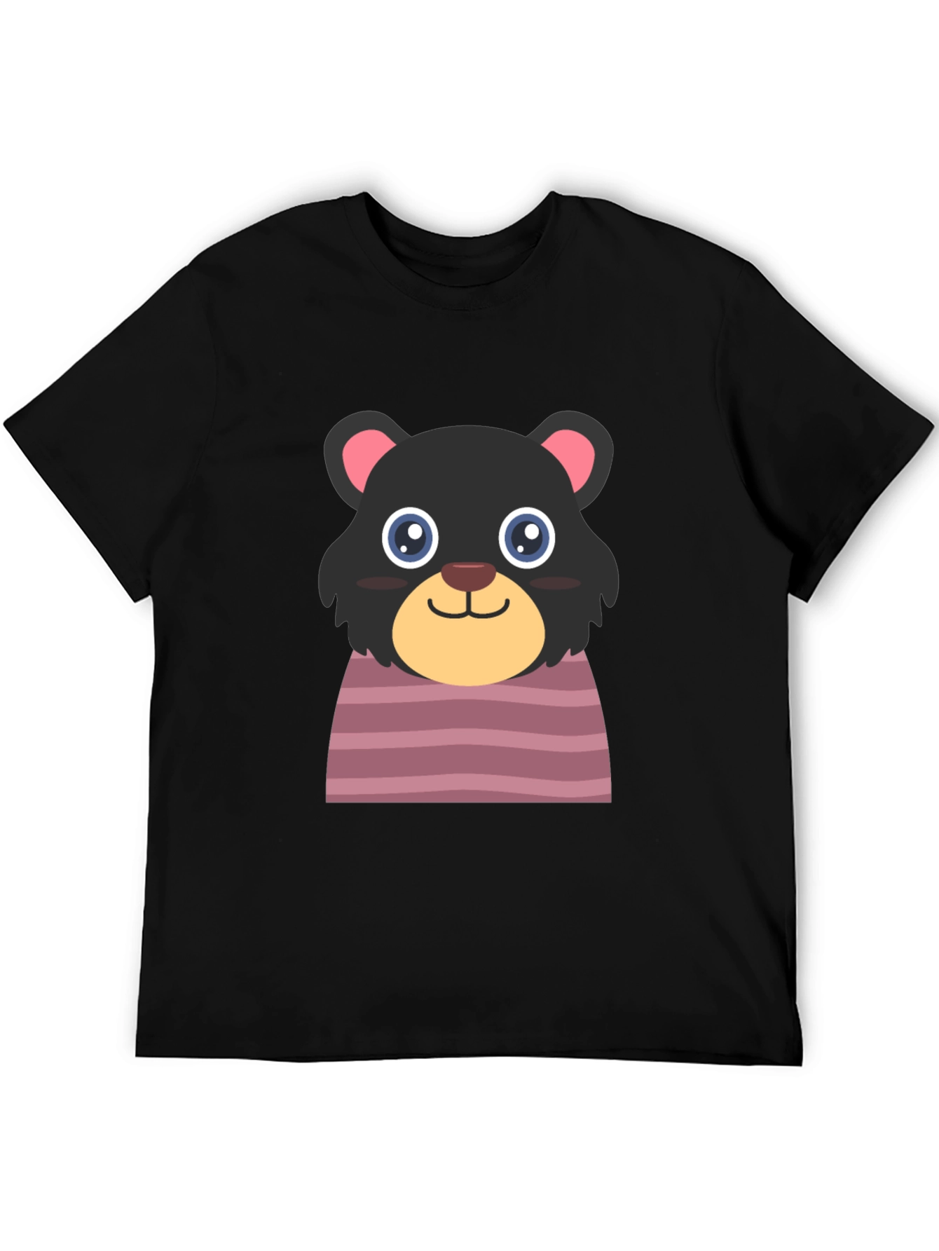 Cute Cartoon Bear Black T-Shirt