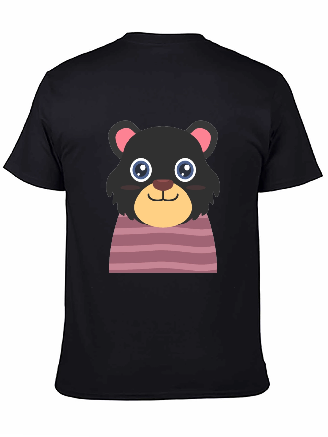 Cute Cartoon Bear Black T-Shirt
