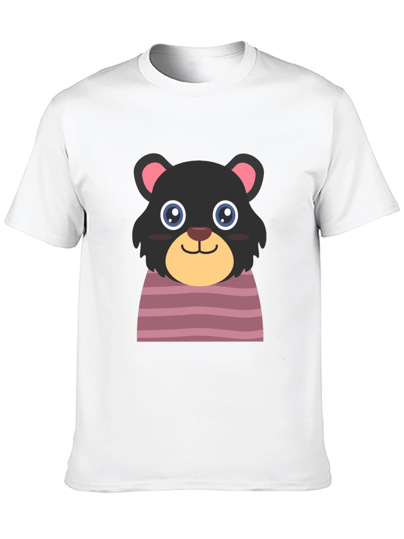 Cute Cartoon Bear Black T-Shirt
