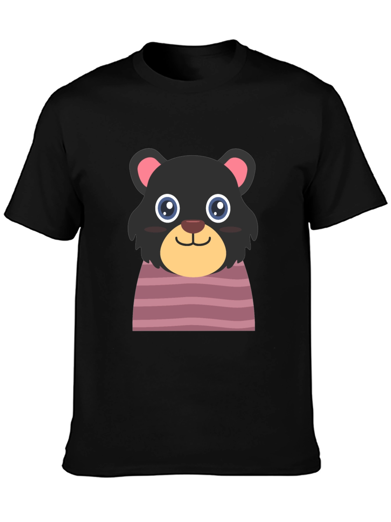 Cute Cartoon Bear Black T-Shirt