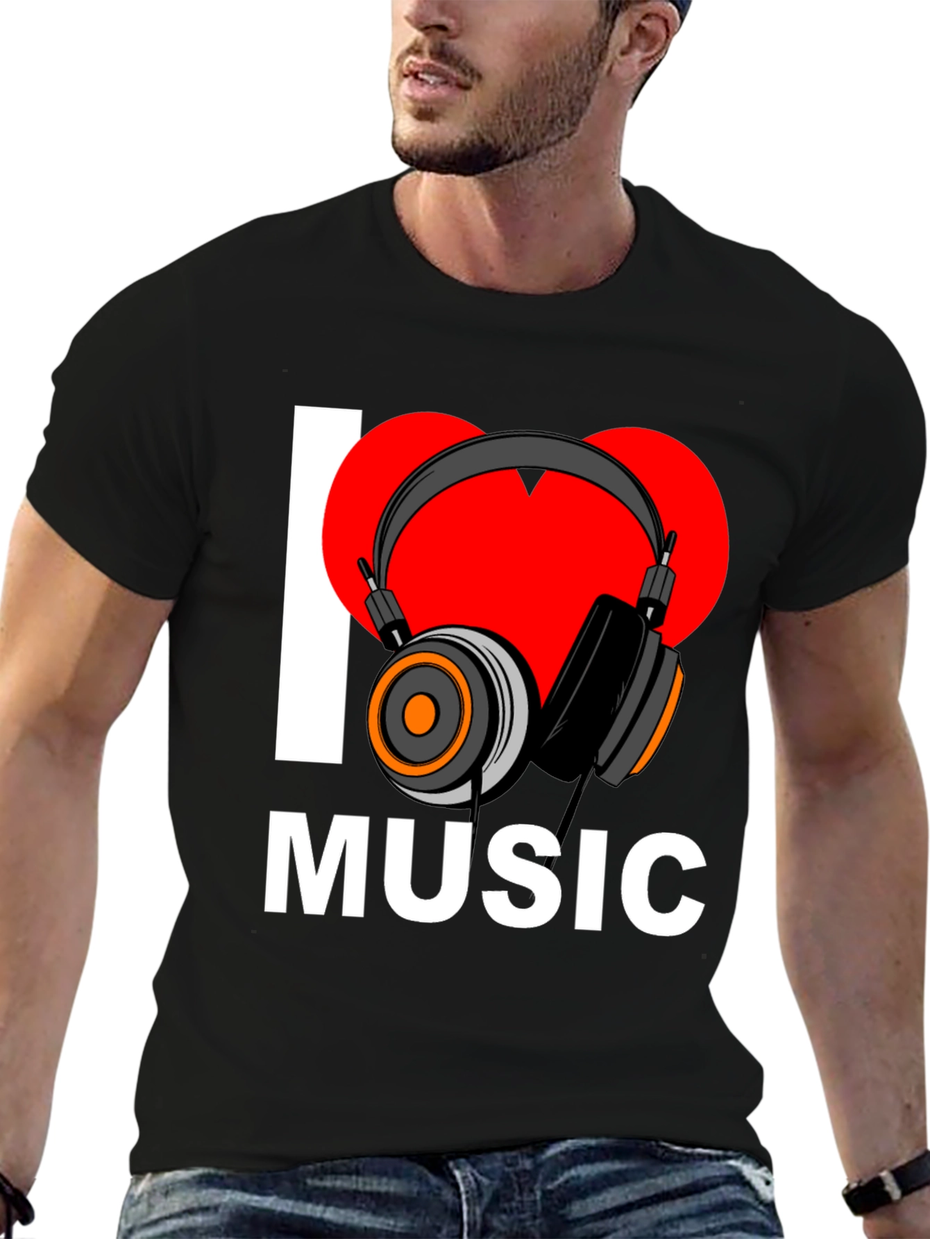 I Heart Music Graphic T-Shirt - Black
