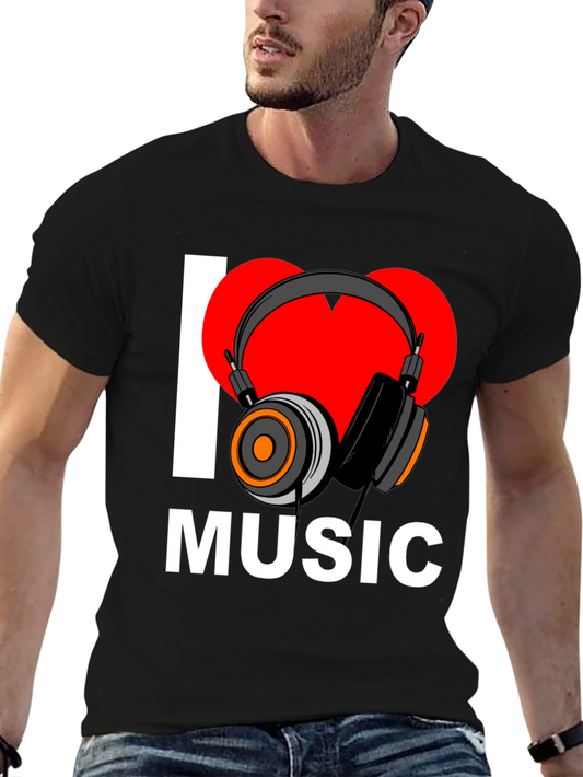 I Heart Music Graphic T-Shirt - Black