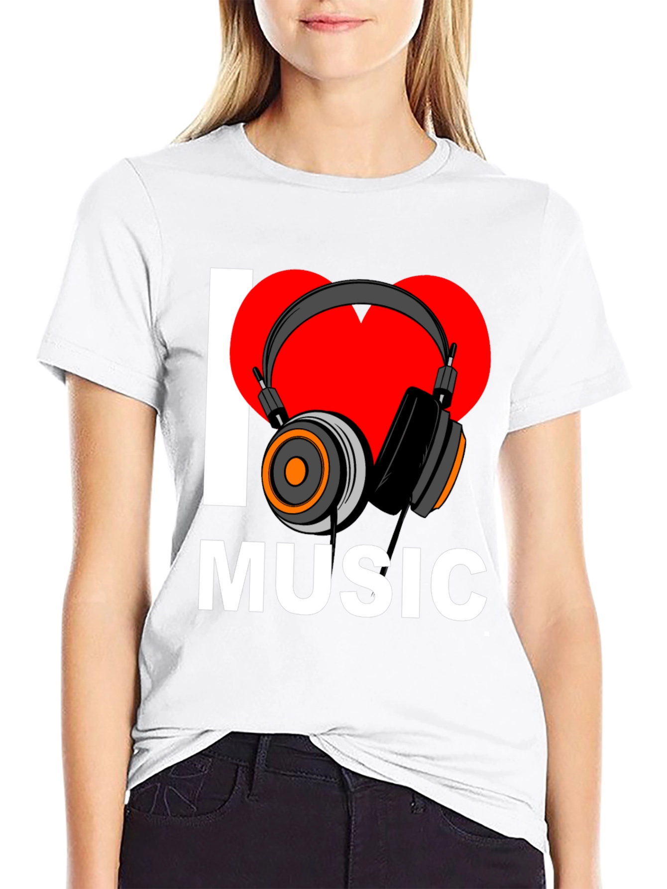 I Heart Music Graphic T-Shirt - Black