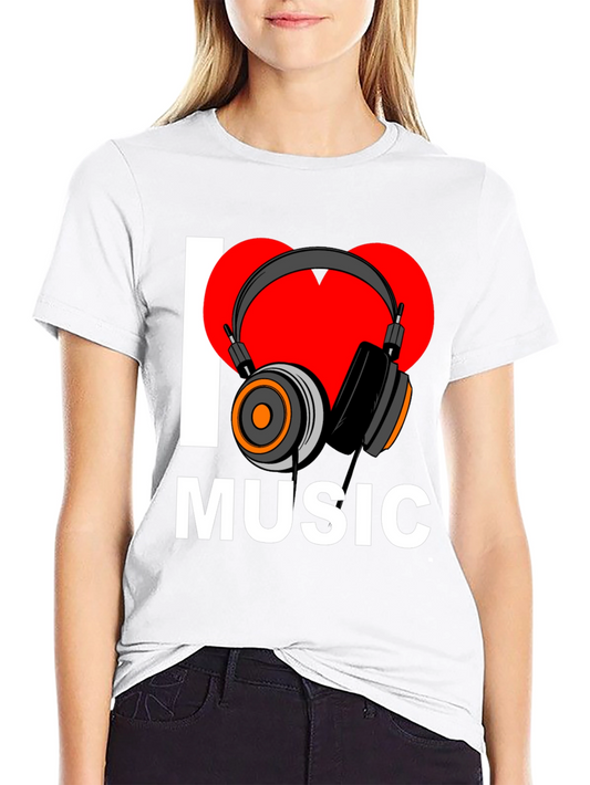 I Heart Music Graphic T-Shirt - Black