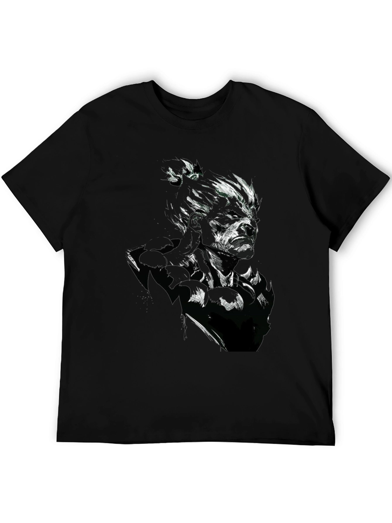 Graphic Print Black T-Shirt - Artistic Warrior Design