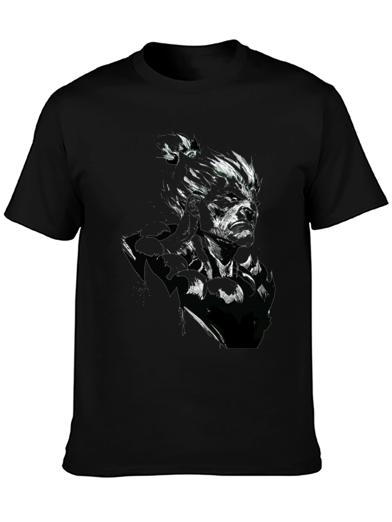 Graphic Print Black T-Shirt - Artistic Warrior Design