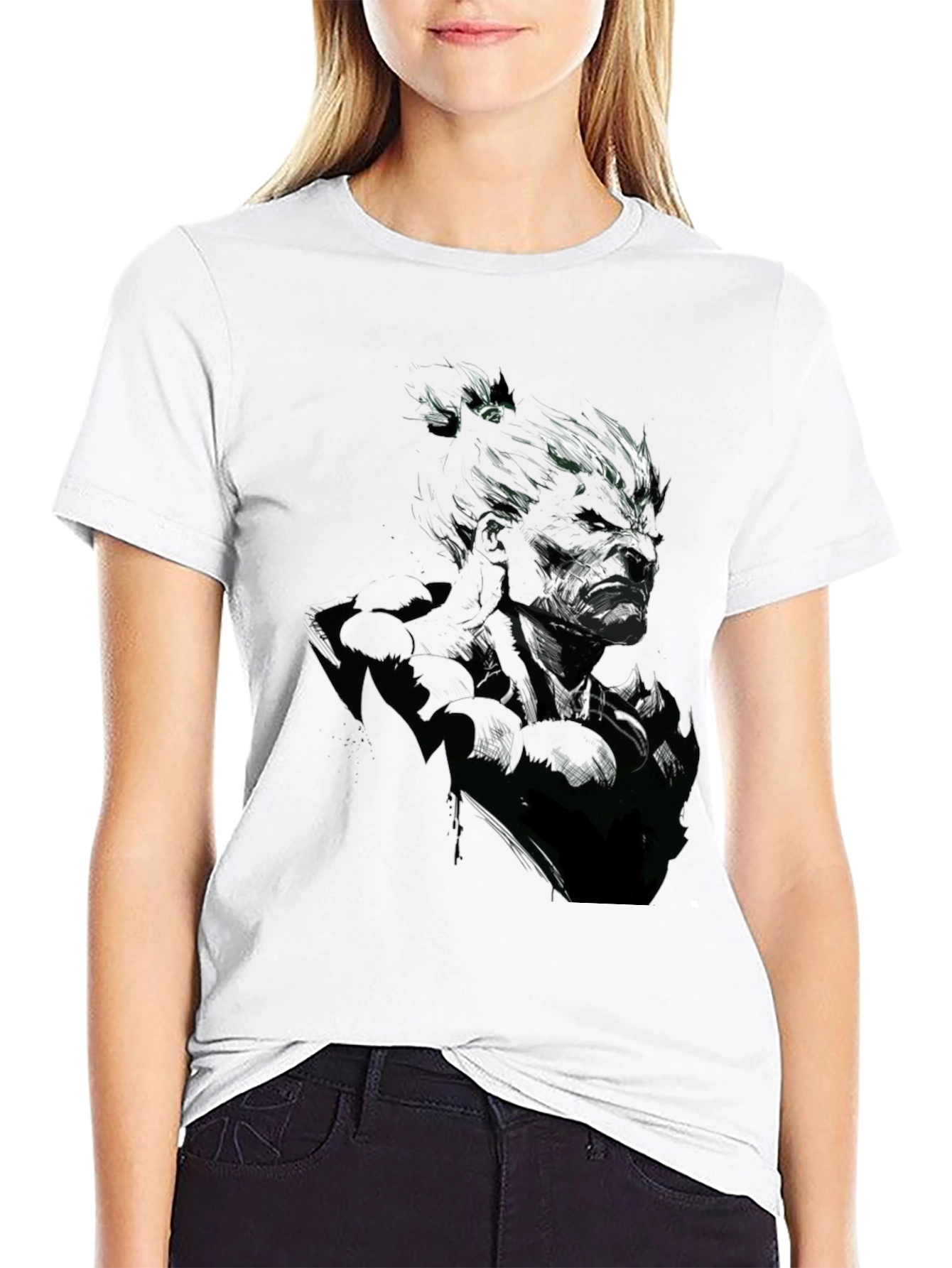 Graphic Print Black T-Shirt - Artistic Warrior Design