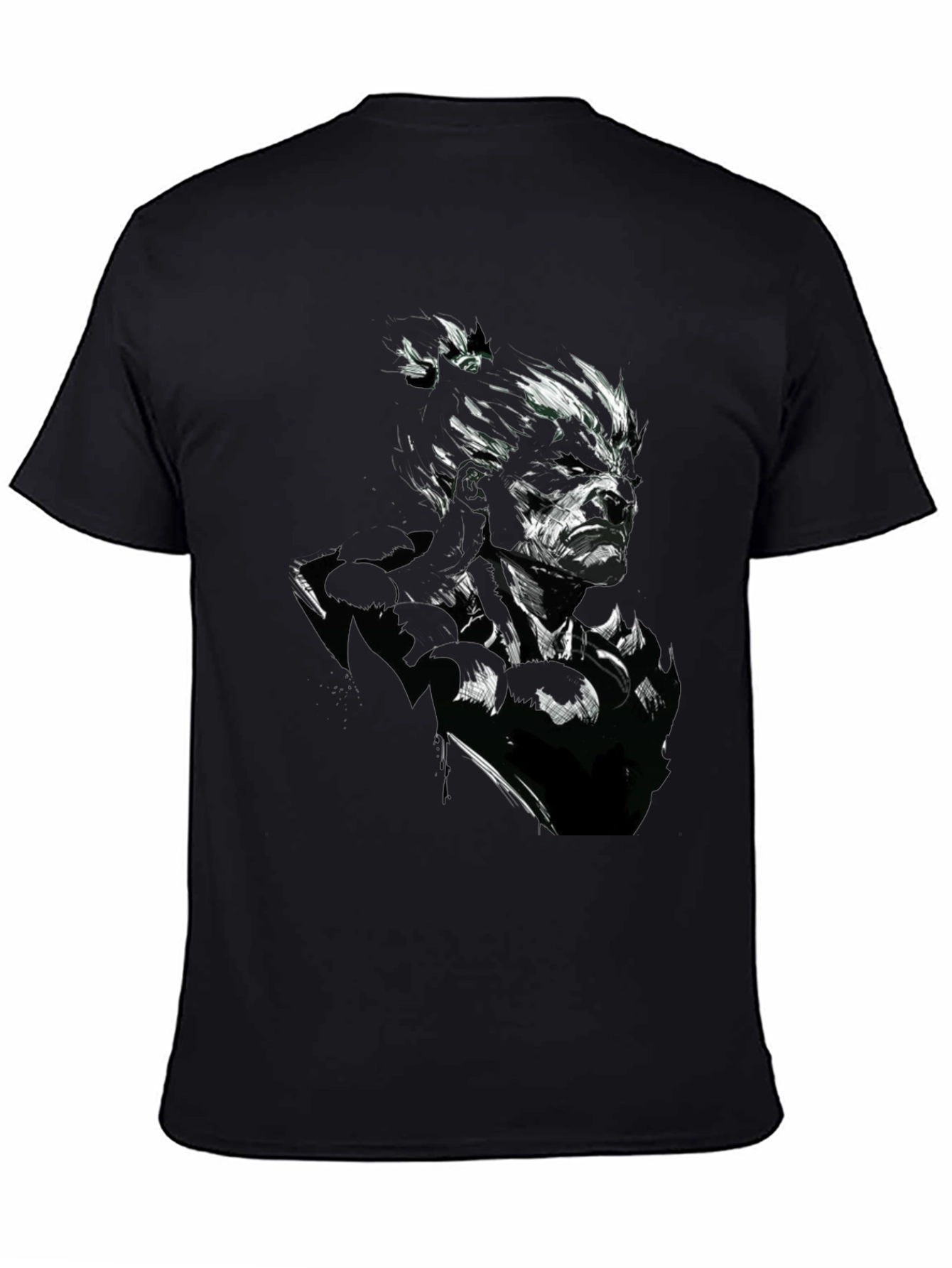 Graphic Print Black T-Shirt - Artistic Warrior Design