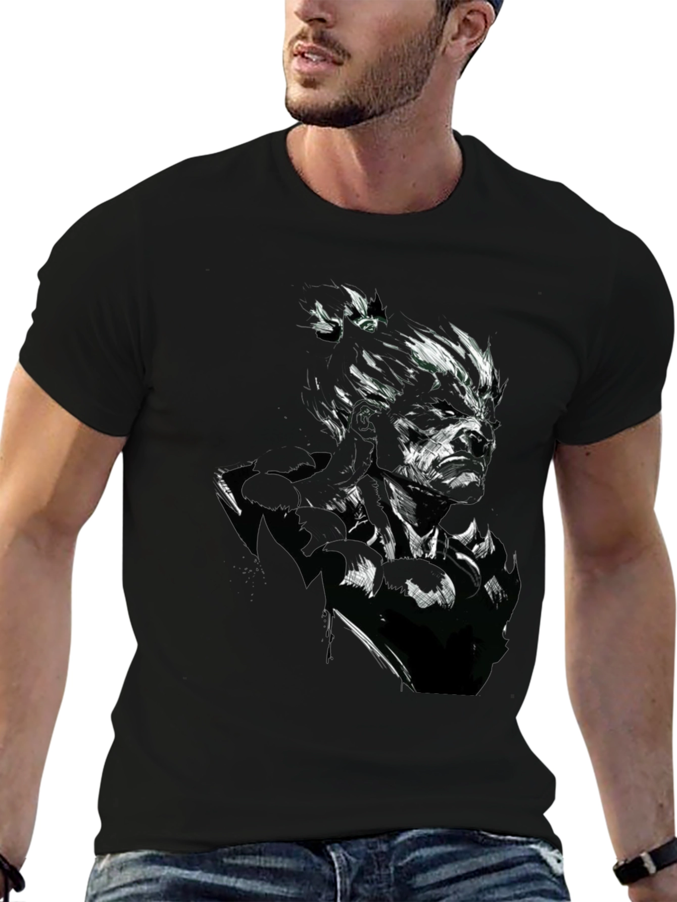Graphic Print Black T-Shirt - Artistic Warrior Design
