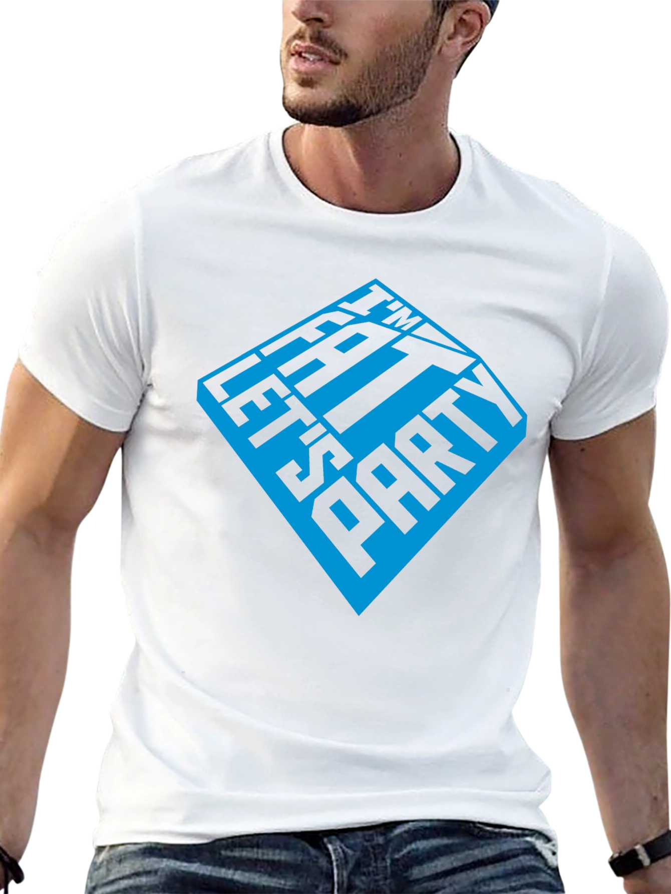 Im Here Lets Party Mens Black Graphic T-Shirt