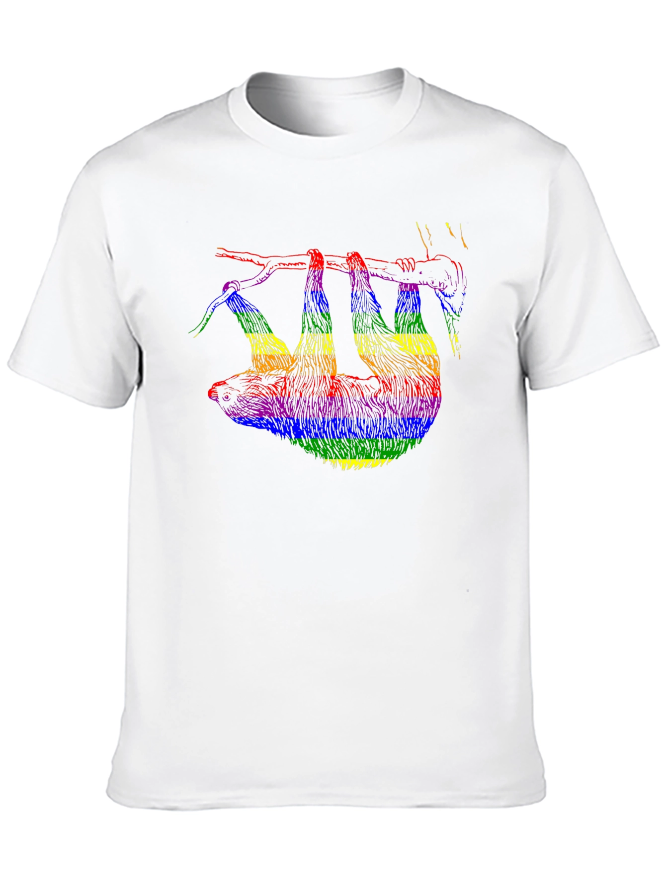 Rainbow Sloth Graphic Tee - Quirky Unisex T-Shirt