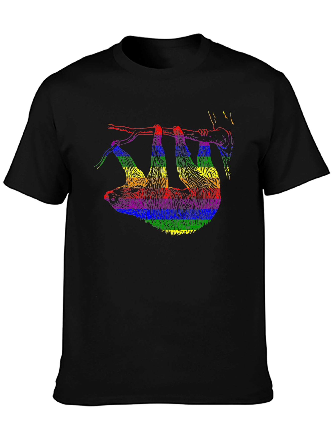 Rainbow Sloth Graphic Tee - Quirky Unisex T-Shirt