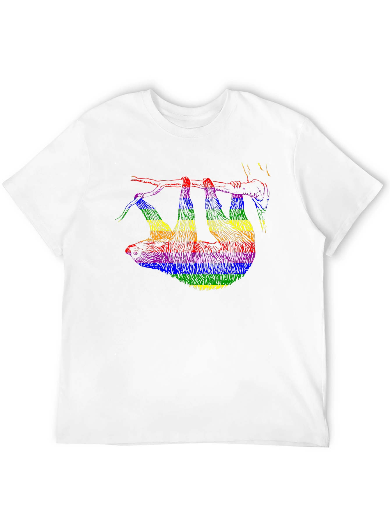 Rainbow Sloth Graphic Tee - Quirky Unisex T-Shirt