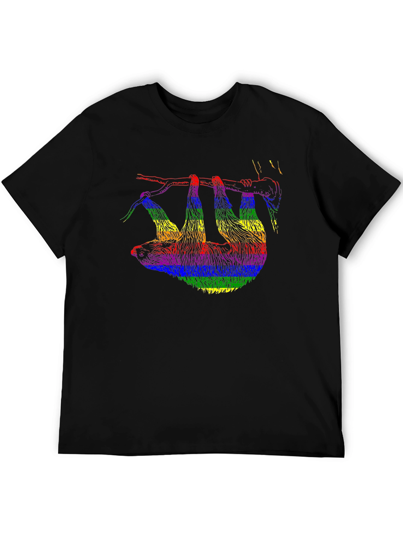 Rainbow Sloth Graphic Tee - Quirky Unisex T-Shirt