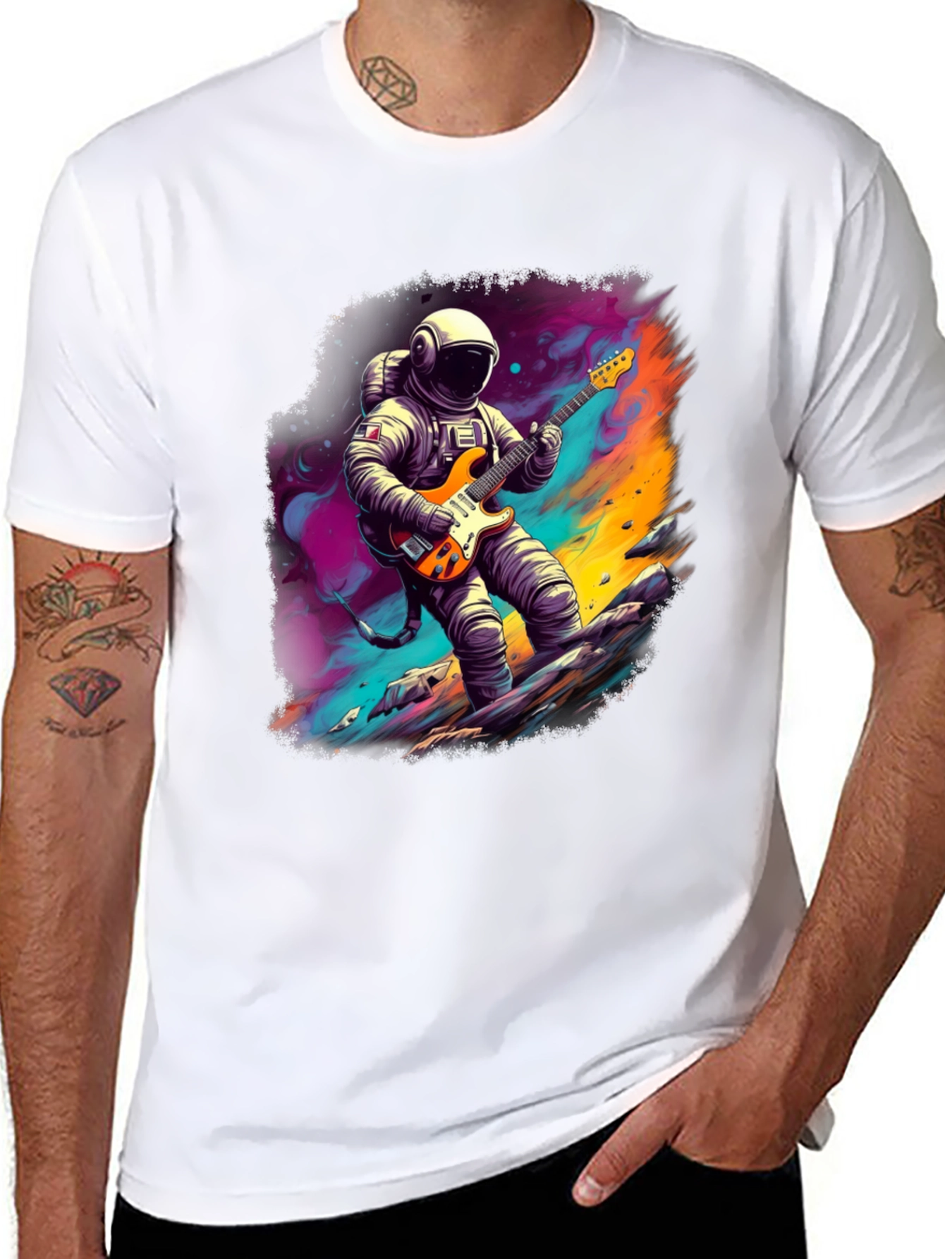 Astronaut Guitar Player Graphic T-Shirt