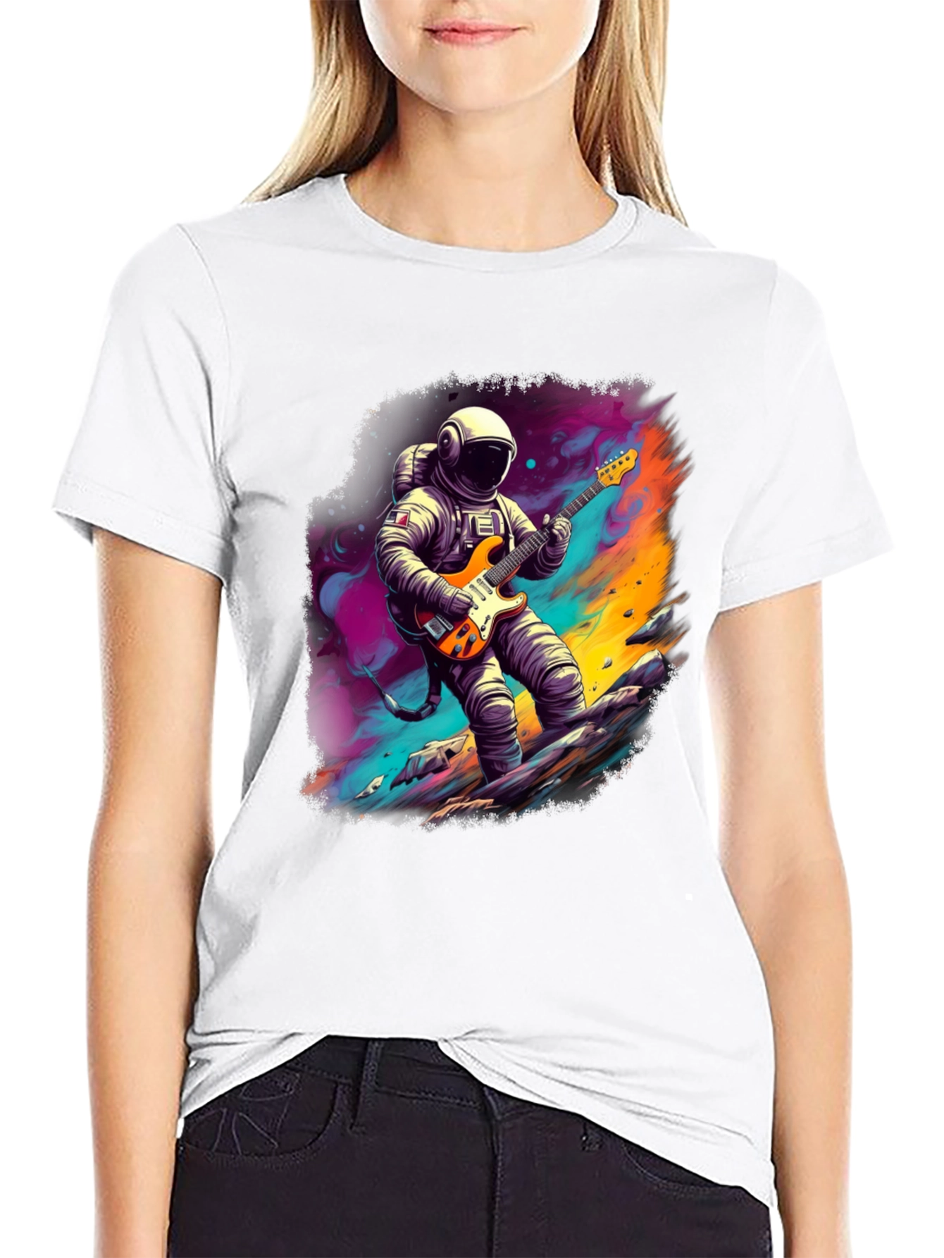 Astronaut Guitar Player Graphic T-Shirt