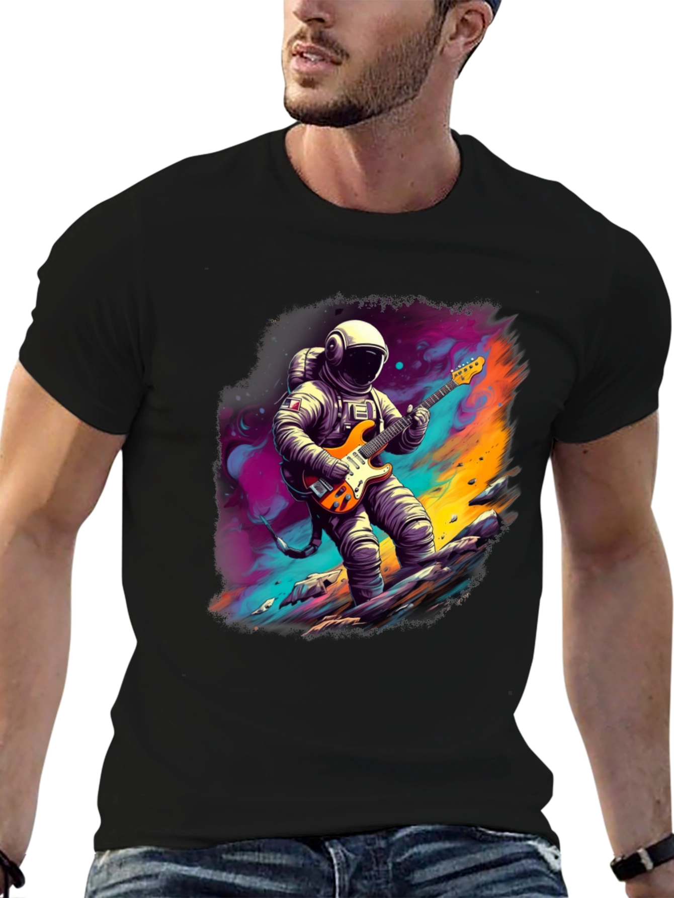 Astronaut Guitar Player Graphic T-Shirt