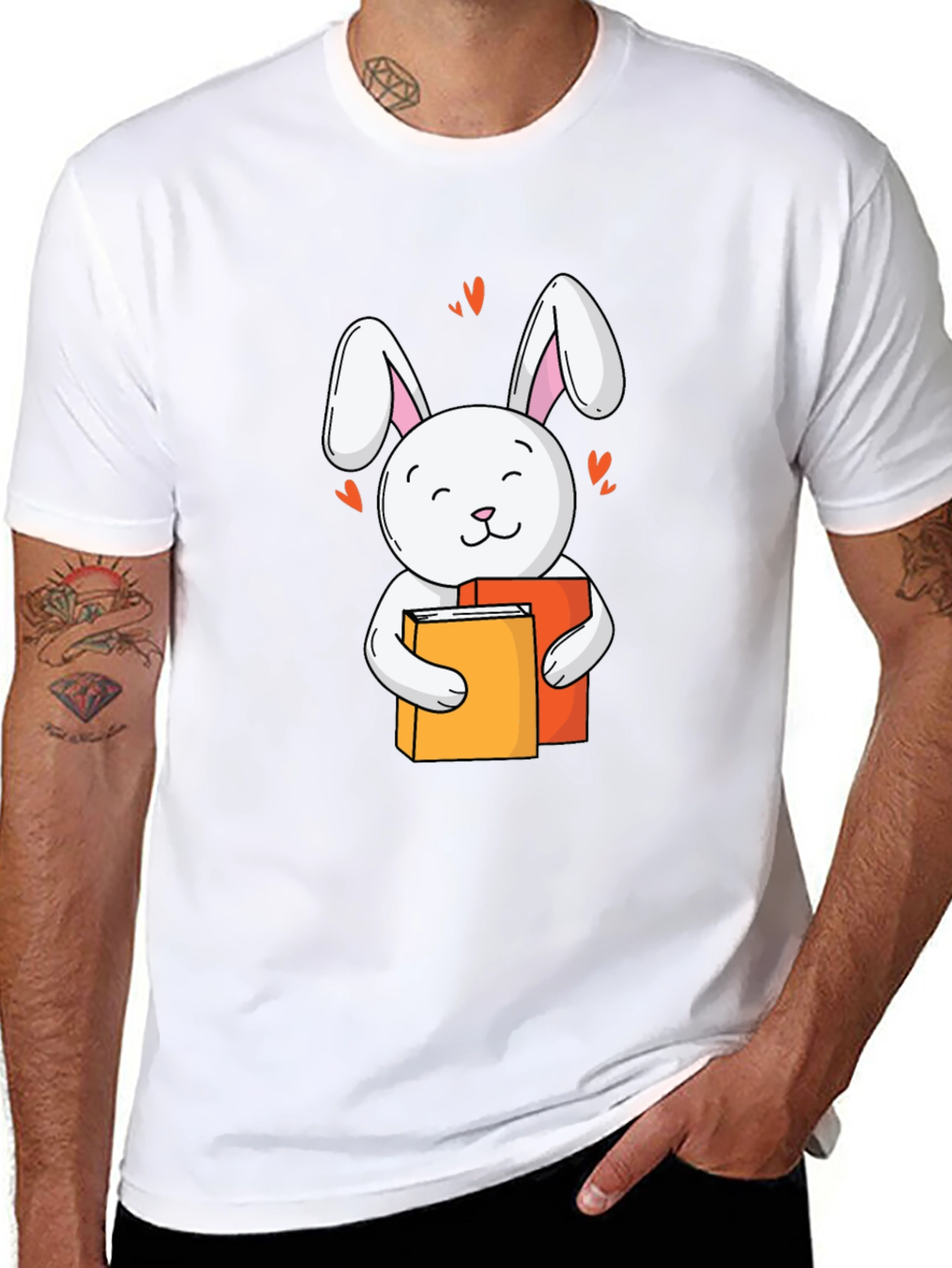 Cute Rabbit Reading T-Shirt