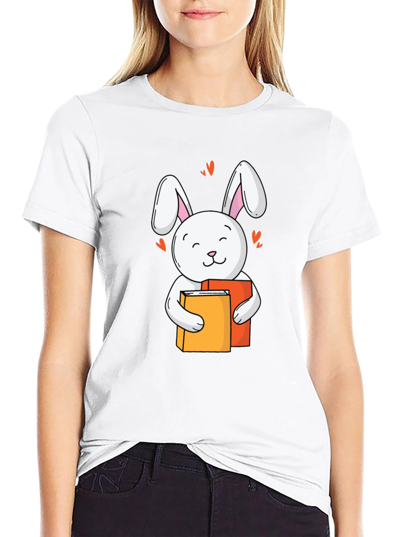 Cute Rabbit Reading T-Shirt