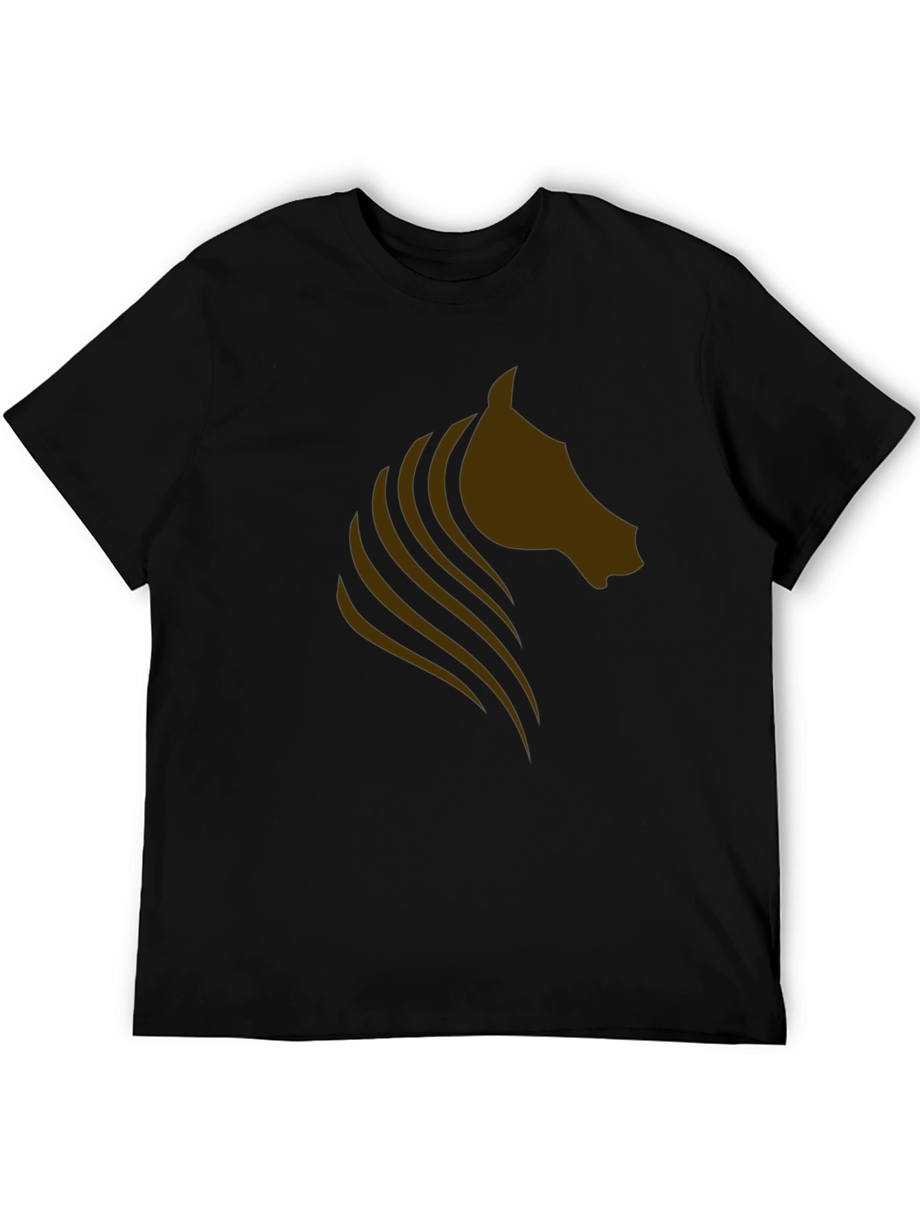 Mens Black T-shirt with Horse Graphic Design
