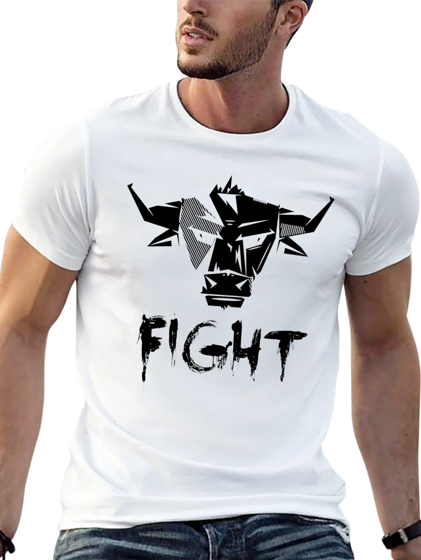 Fight Bull Graphic Tee - Bold Black T-Shirt