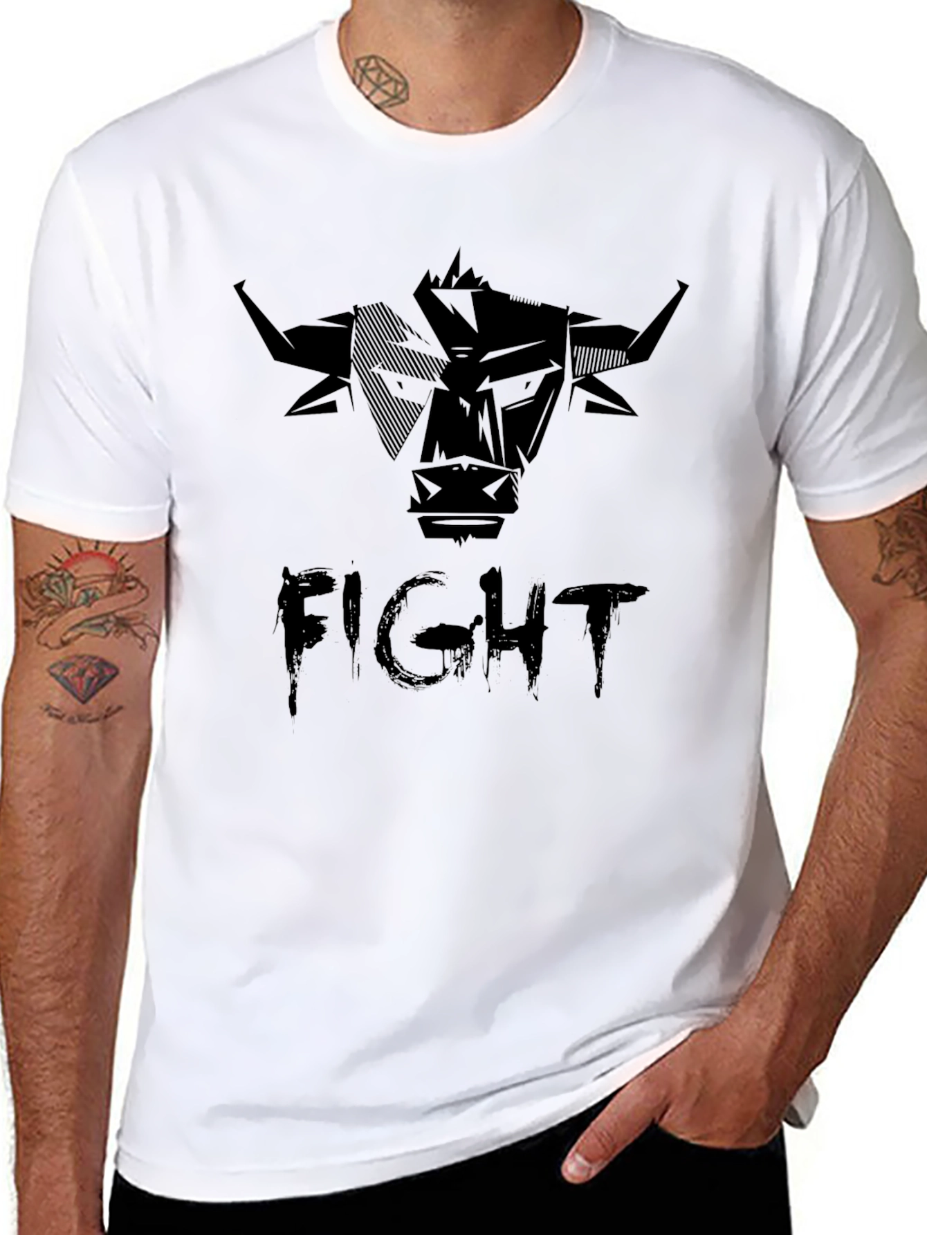 Fight Bull Graphic Tee - Bold Black T-Shirt