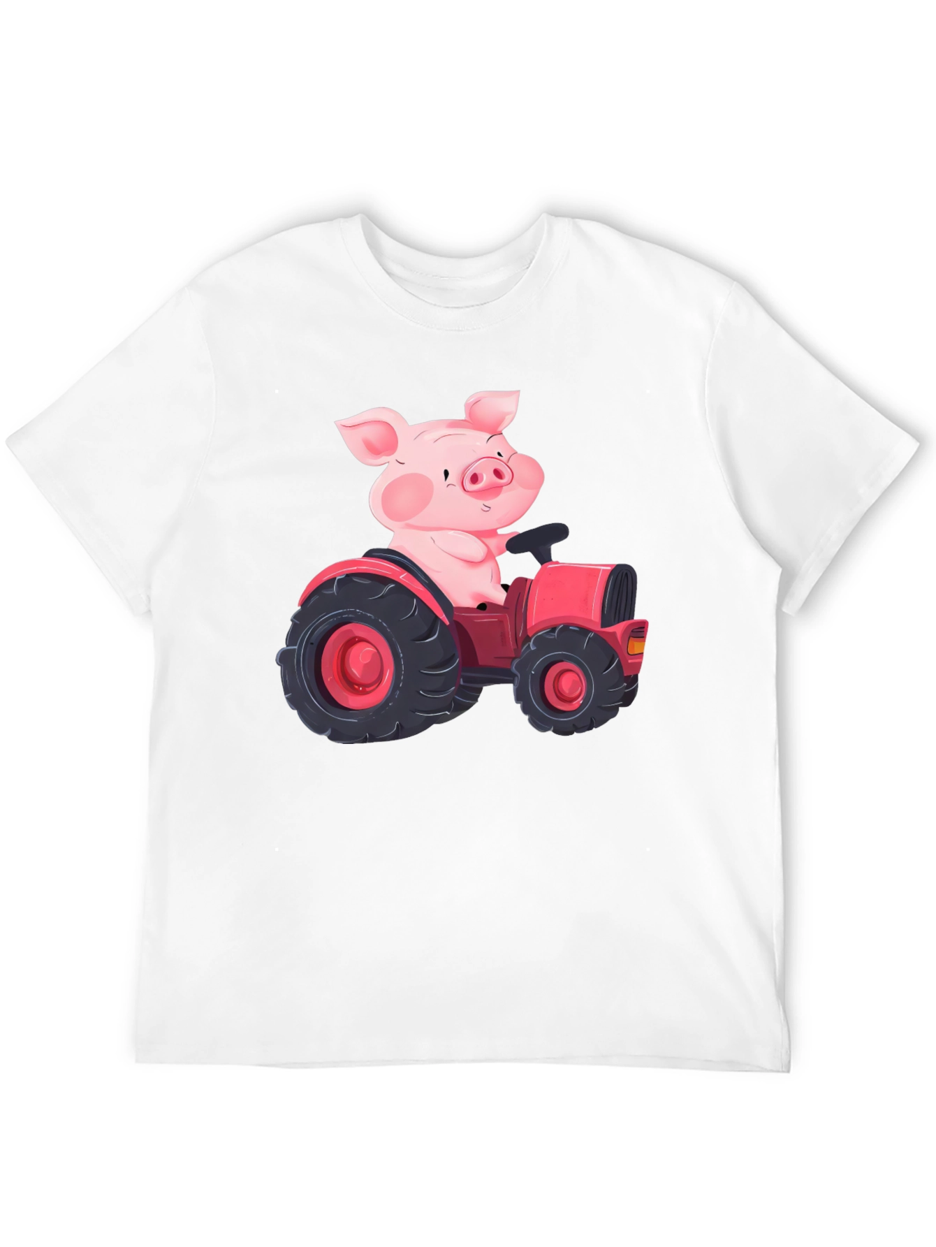 Pig Driving Tractor Graphic T-Shirt