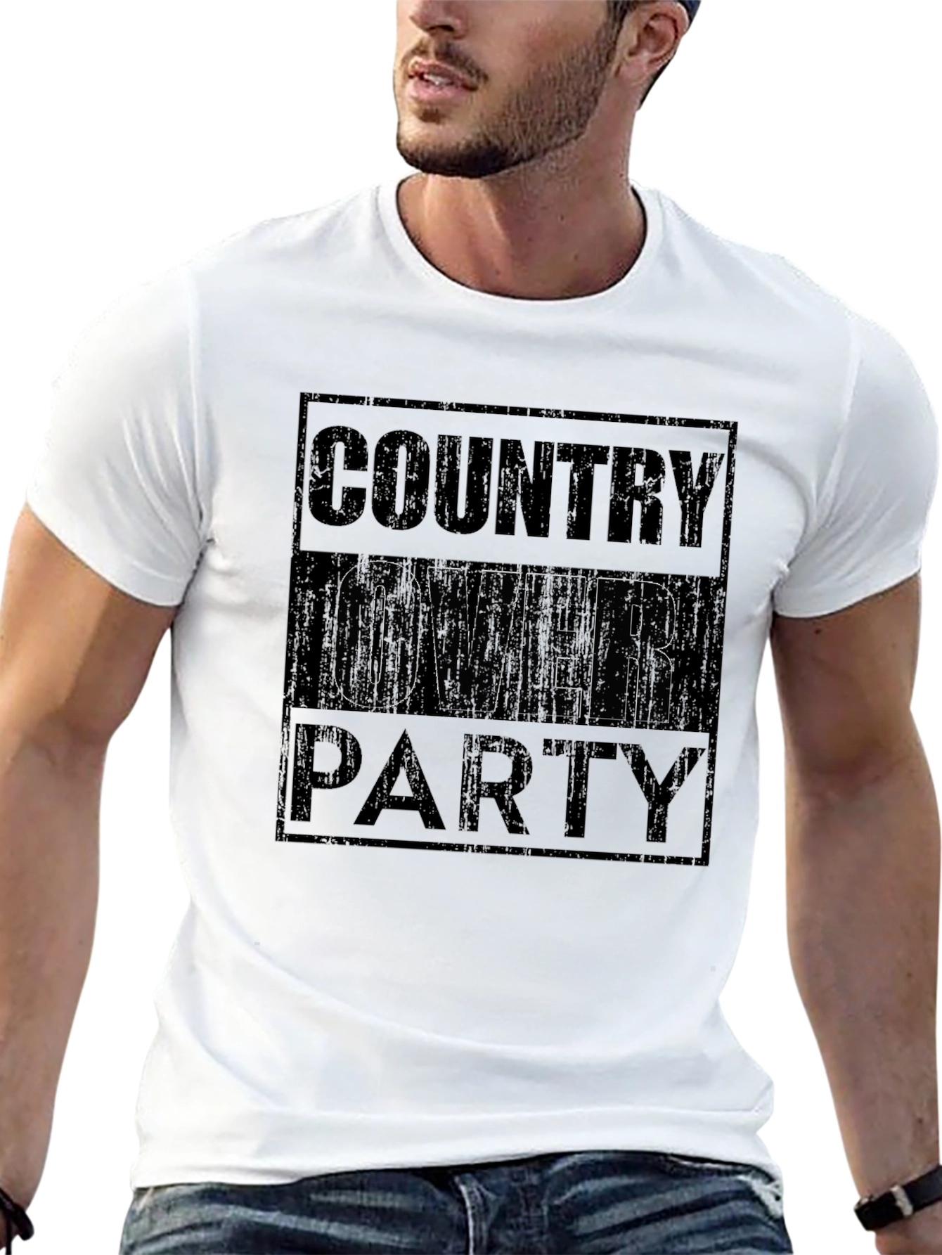 Country Over Party Graphic T-Shirt - Casual Wear