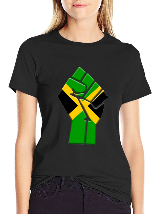 Jamaica Flag Fist Graphic T-Shirt - Black