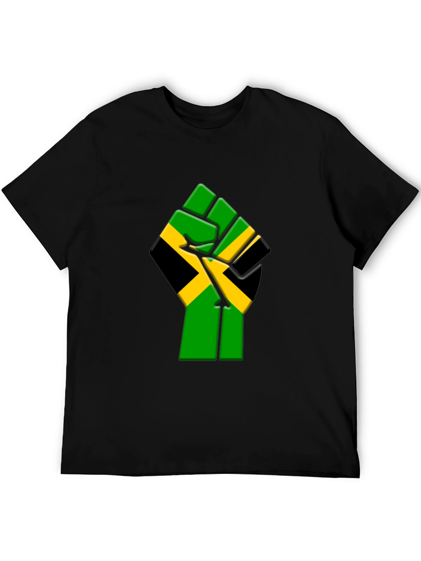Jamaica Flag Fist Graphic T-Shirt - Black