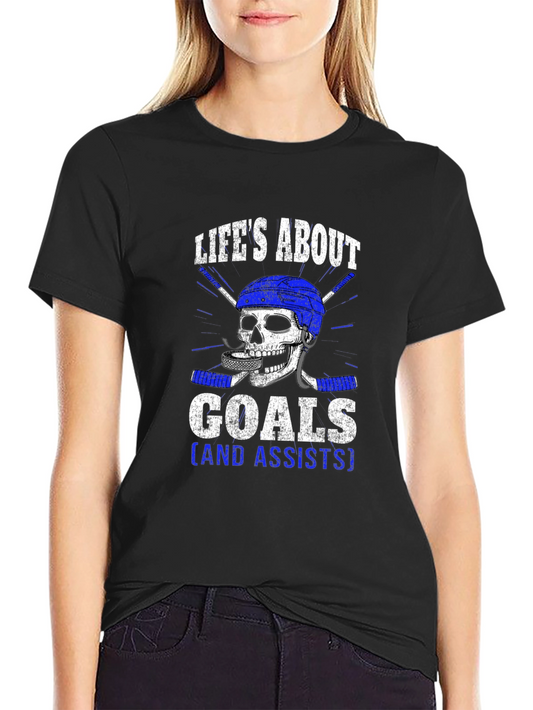 Lifes About Goals Hockey Graphic Tee