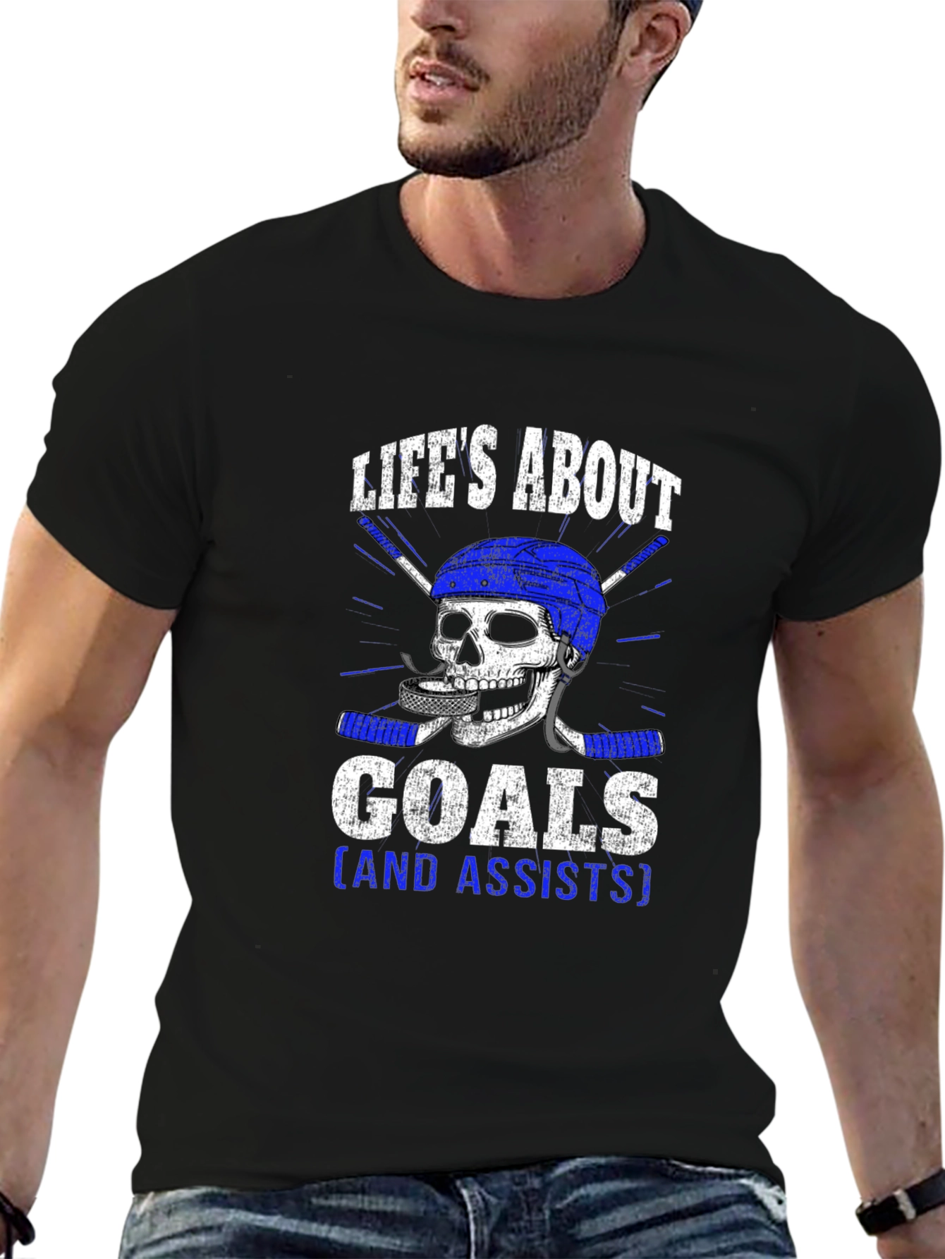 Lifes About Goals Hockey Graphic Tee