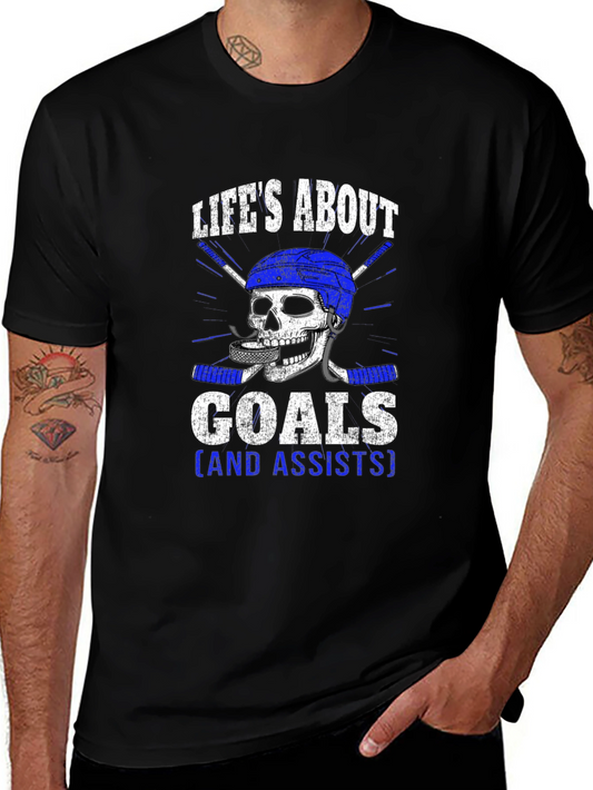 Lifes About Goals Hockey Graphic Tee