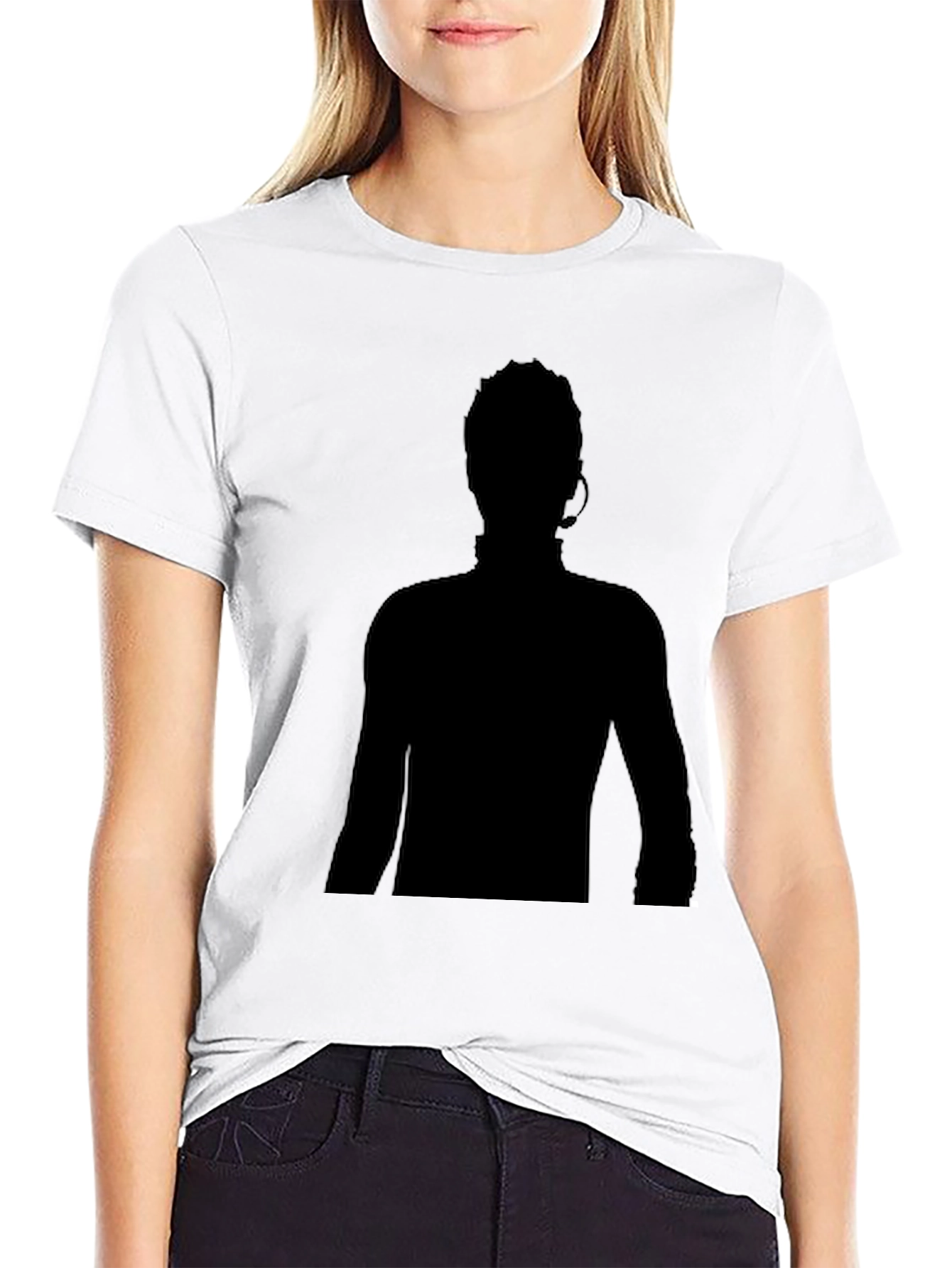 Black T-Shirt with Silhouetted Figure Print