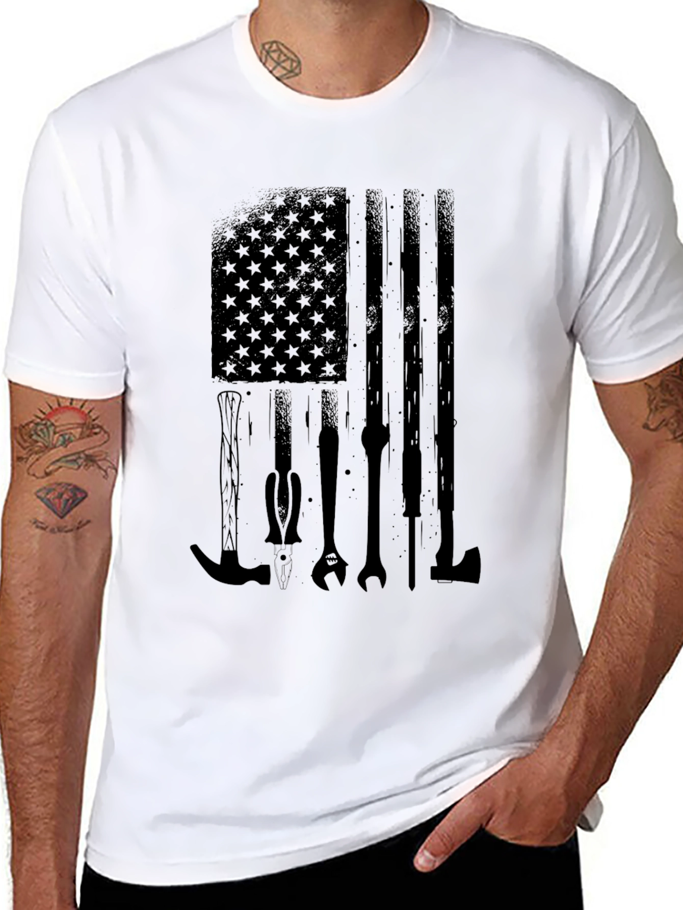 American Flag Tool T-Shirt - Black
