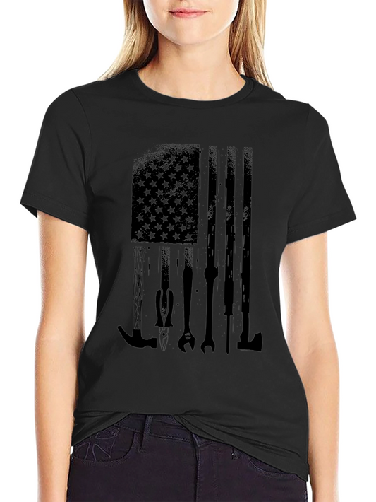 American Flag Tool T-Shirt - Black