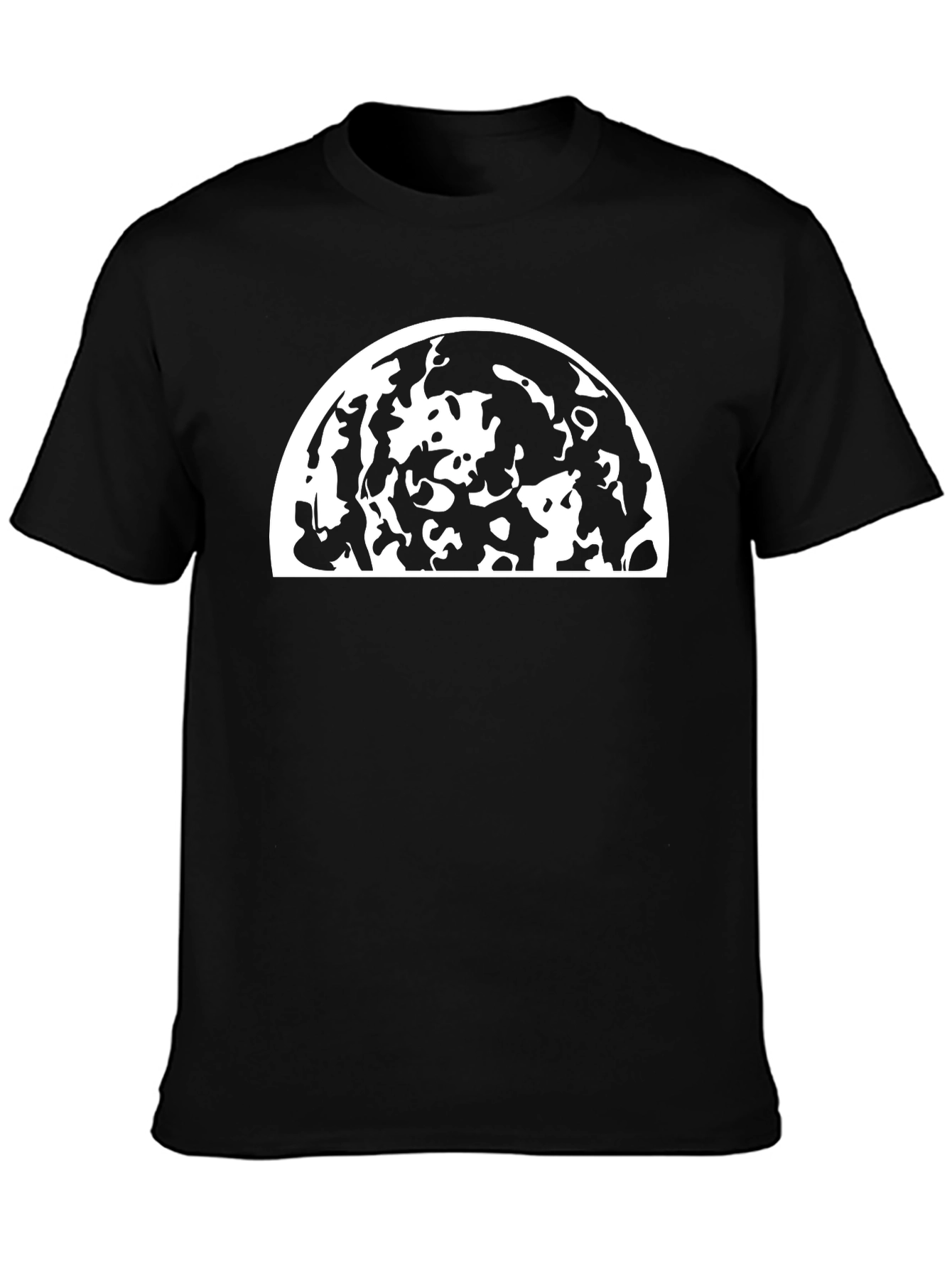 Abstract Moon Graphic Black T-Shirt