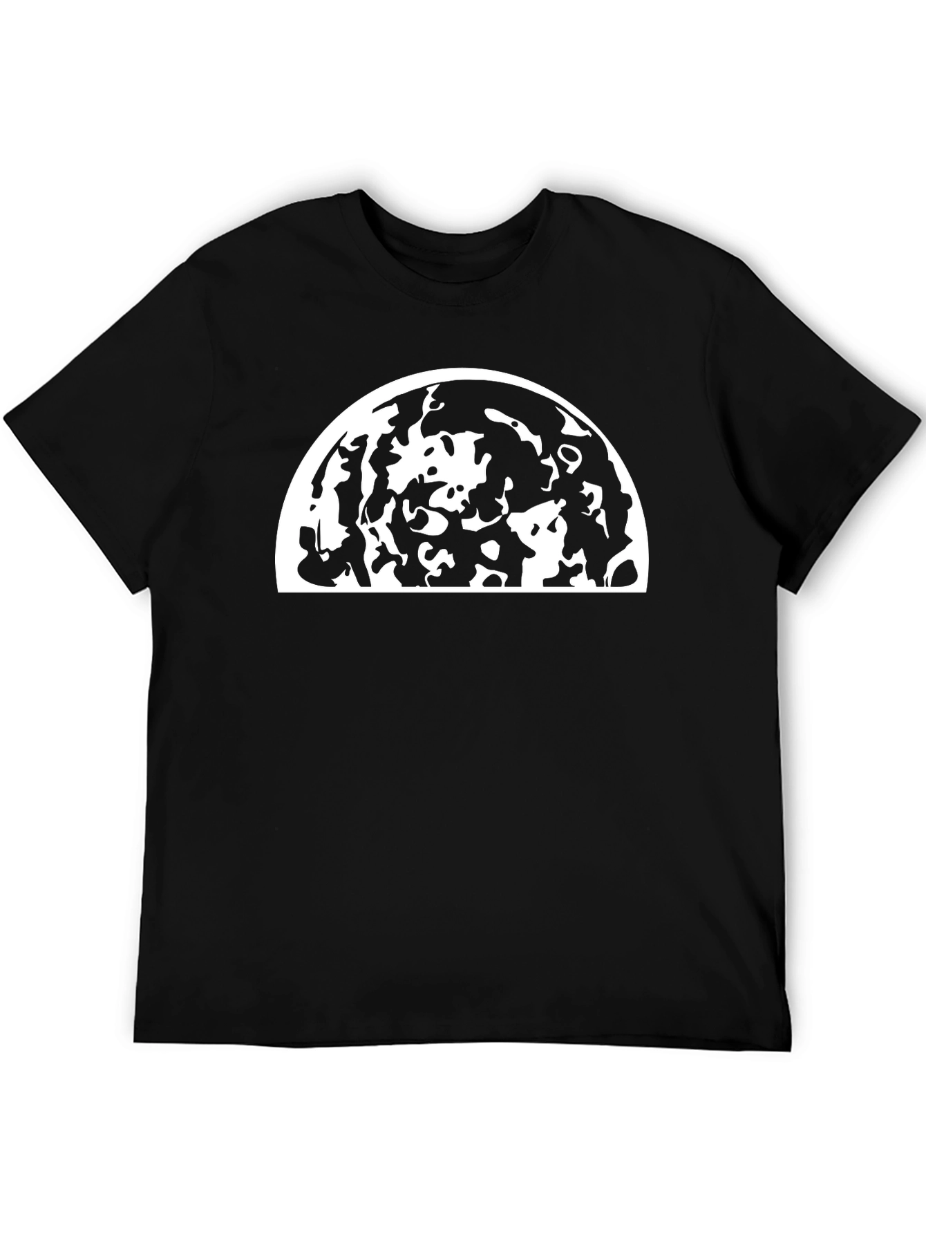 Abstract Moon Graphic Black T-Shirt