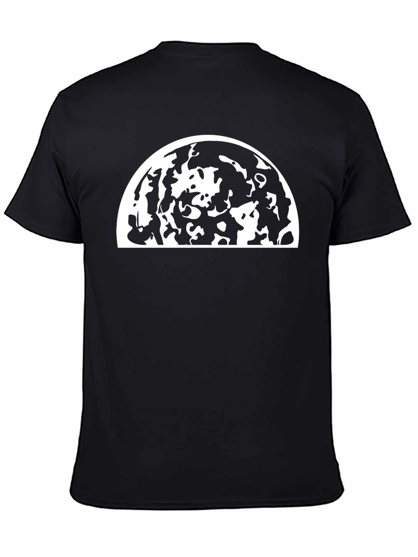 Abstract Moon Graphic Black T-Shirt