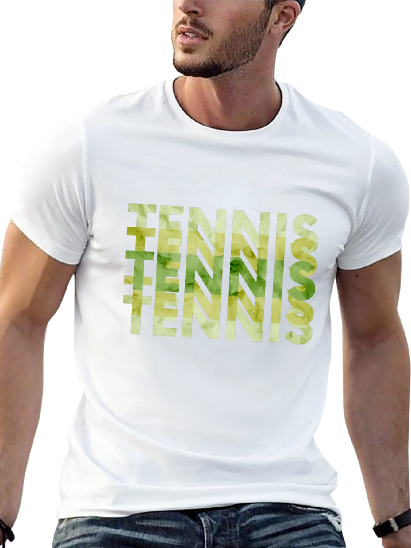 Tennis Graphic Print Black T-Shirt