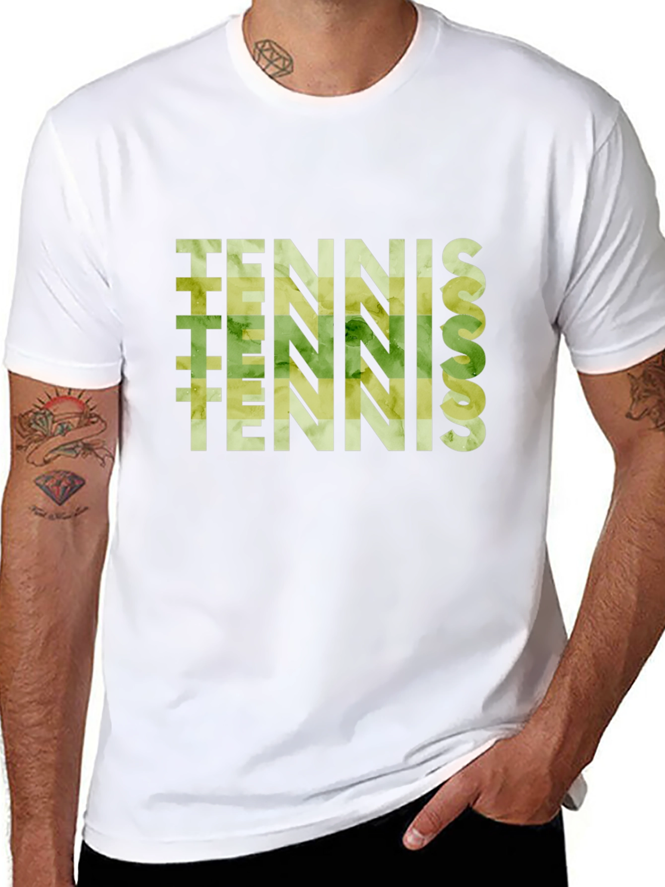 Tennis Graphic Print Black T-Shirt