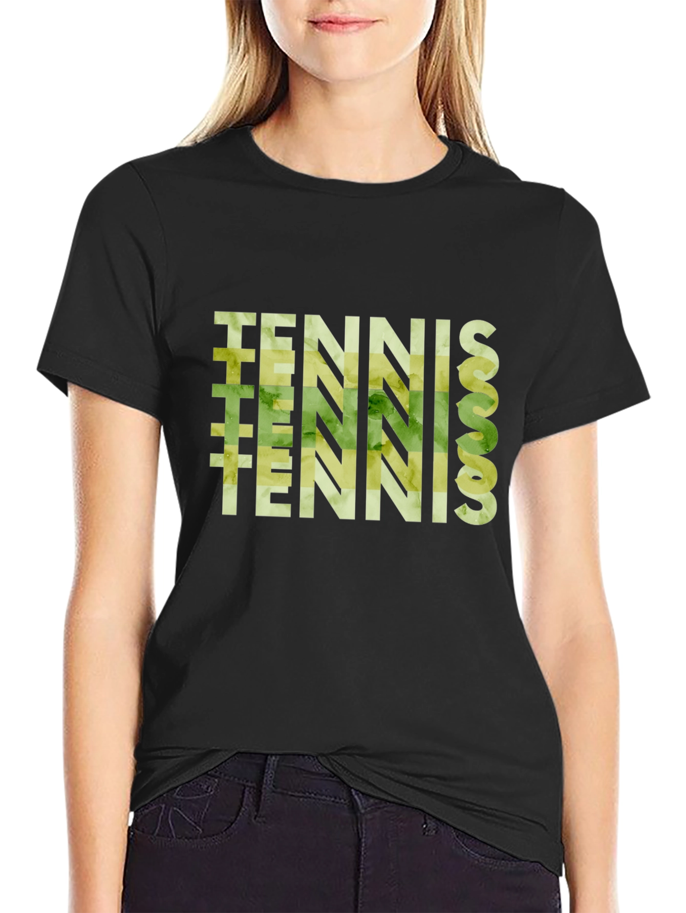 Tennis Graphic Print Black T-Shirt