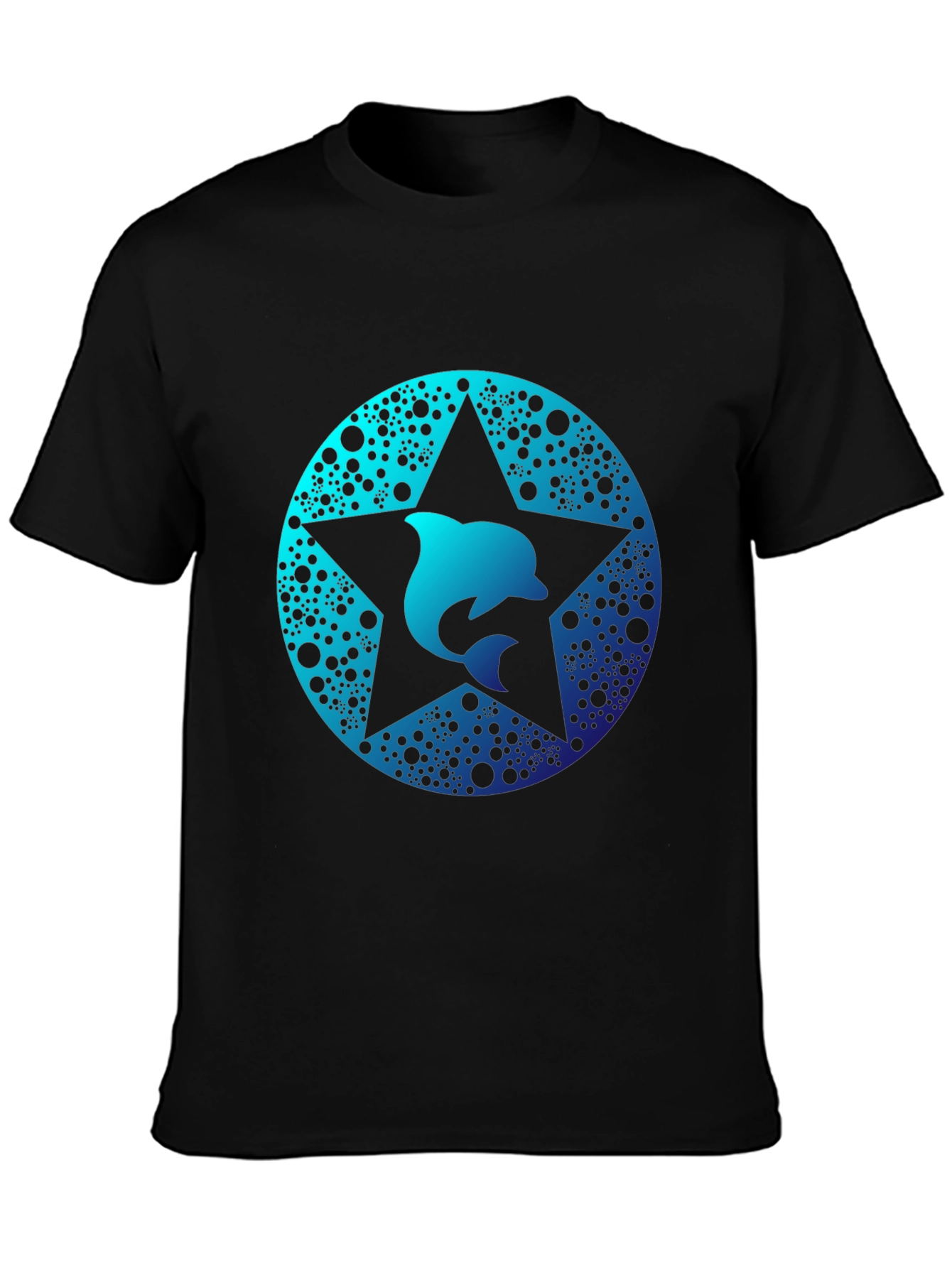 Dolphin Star Graphic Tee - Black Cotton Comfort