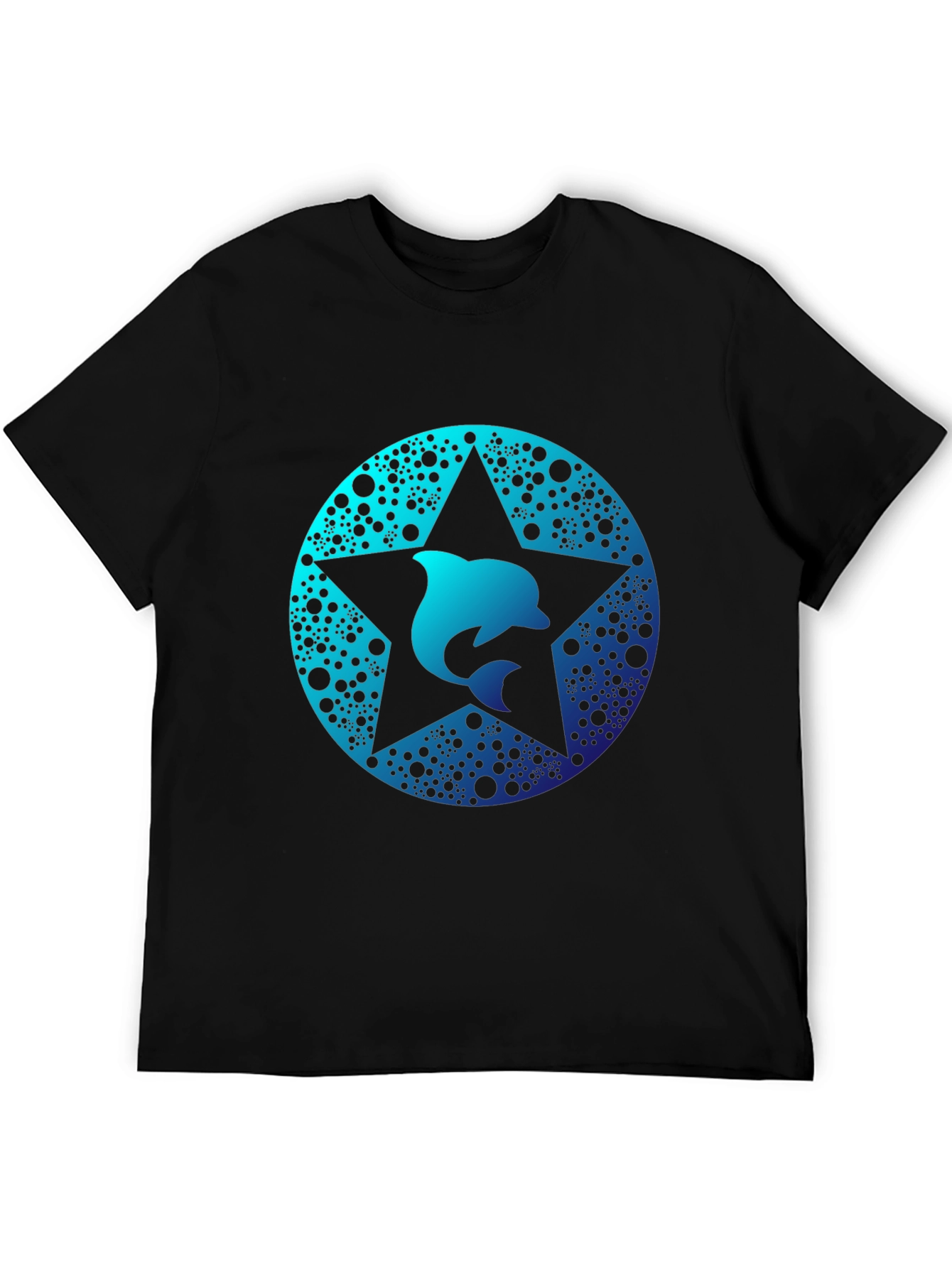 Dolphin Star Graphic Tee - Black Cotton Comfort