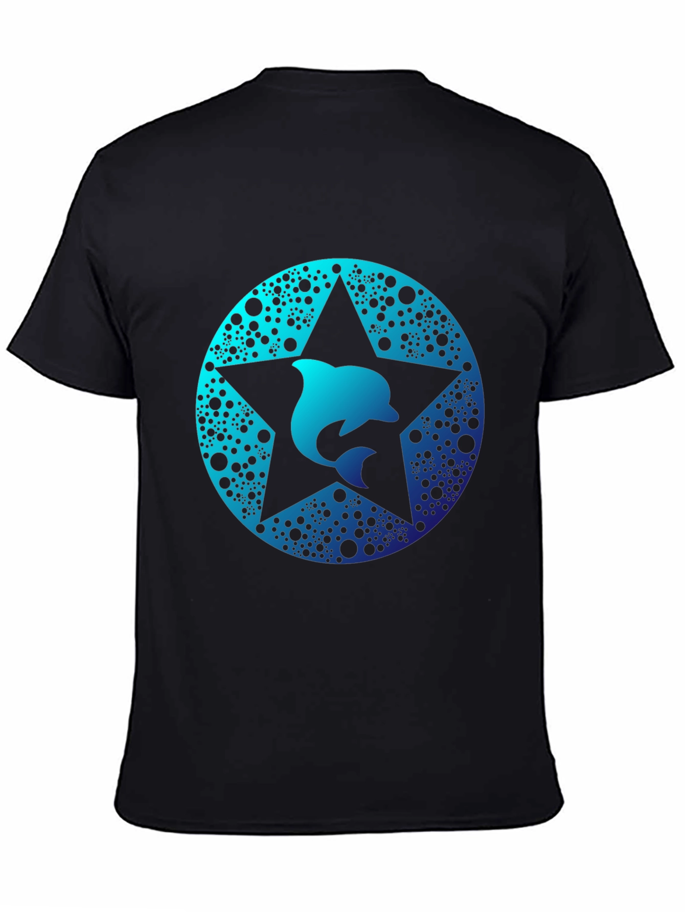 Dolphin Star Graphic Tee - Black Cotton Comfort