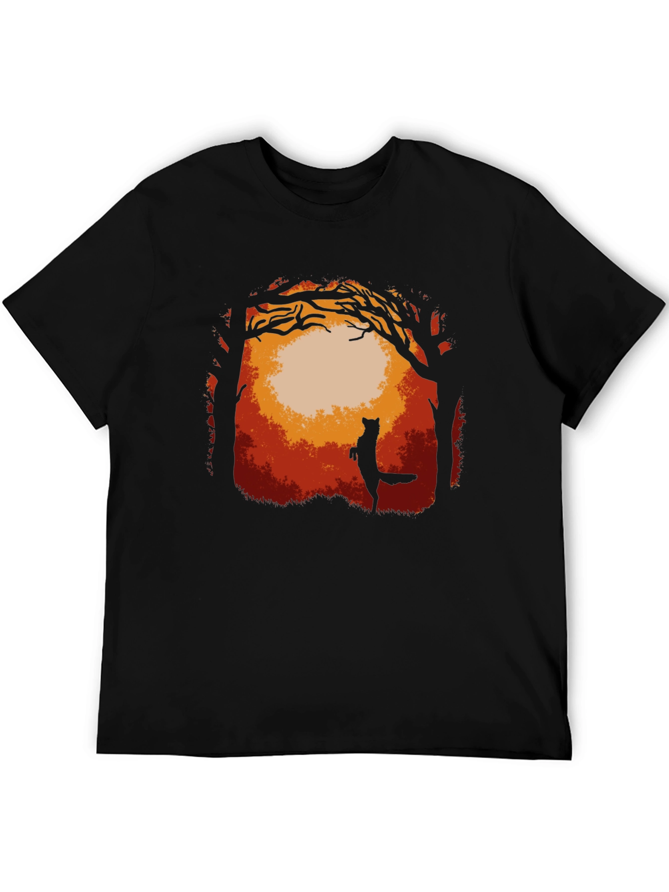 Fox in Forest Graphic T-Shirt - Midnight Black